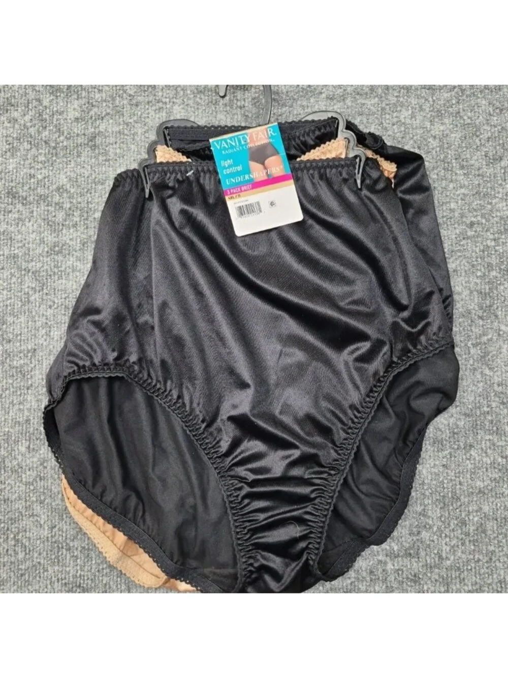 NEW 4XL Vanity Fair Radiant Collection 3 Pair‎ Briefs Undershapers Black & Beige